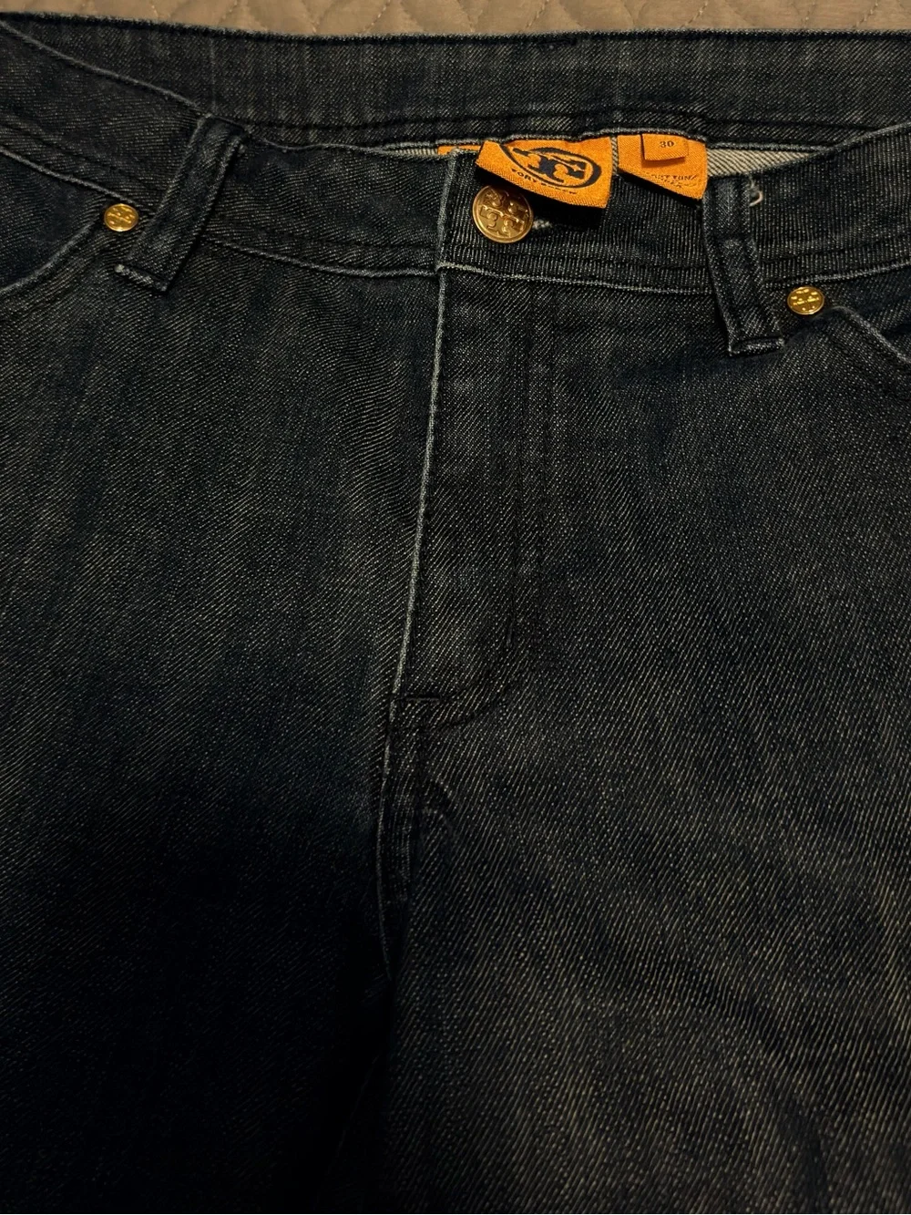 Tory Burch Indigo Straight-Leg Women's Jeans with Logo Accent